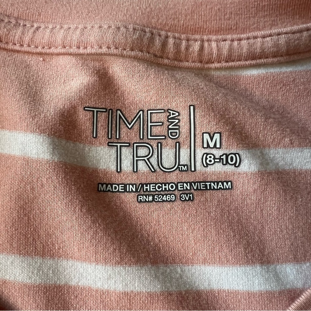 2/$30 Time and Tru Jersey Knit Sleeveless Dress Pink and White Stripe SZ M 8-10 - Picture 6 of 11